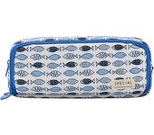 Dual Compartments Collection Zipper Chambers with Mesh Pockets and Handle Strap Pencil Case