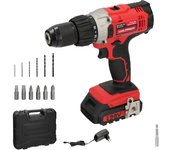Taladro atornillador 20 v. con 2 velocidades y percutor. bateria 2 ah. par apriete 50 nm.