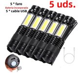 Mini Portable Flashlight Q5+COB Strong Light Zoom 3 Modes Torch Built In Battery USB Rechargeable Lamp Outdoor Camping Lantern