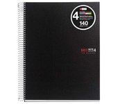 Cuaderno Espiral A4 Miquelrius, 140 Hojas, Cuadrícula 5mm, Bandas de Color, Polipropileno Flexible
