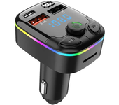 Bluetooth 5.0 Car FM Transmitter PD Type-C Dual USB Ambient Player MP3 Charger Type-C Wireless Light 18W Handsfree PD QC3.0 Y3Z4