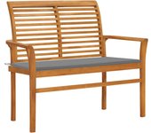 vidaXL Banco de jardín madera maciza de teca con cojín 112 cm en color Negro/Antracita/Crema y más | acolchados duraderos para sofás de jardín terraza exterior