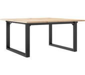 vidaXL Mesa de centro marco O madera maciza pino y hierro 90x90x45 cm Mesita de Salón o Comedor o Auxiliar Mesa de Café Meuble Salón