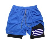 Flag Print 2 in 1 Performance Shorts for Men Gym Athletic Workout Training Quick Dry Shorts with Phone Pocket Patriotic Shorts