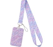 Cordón para tarjetas de identificación, color morado, lindo cordón para llaves de crucero con perlas para mujeres, niñas y niños, para tarjetas de identificación, cordón de identificación para estudiantes de escuela preppy