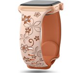 Correas con grabados florales compatibles con Apple Watch de 41 mm, 40 mm y 38 mm para mujer, lindas correas para iWatch con flores, correa deportiva de silicona suave