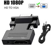 Vga a HDMI compatible Adaptador convertidor 1080p VGA adaptador para PC portátil HDTV proyector video audio convertidor proyector adaptador