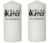Bloque Prensa 150mm x 70mm,TACO VELAS LUMAR 2 UNIDADES,COLOR BLANCO,435GRAMOS,60 HORAS,cm,fespu