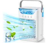 Aire acondicionado portátil silencioso, enfriador de aire pequeño USB, 650 ml, 3 velocidades y temporizador de 2-4-6 horas, 3 niebla fría y 7 luces LED, uso personal en la oficina en casa