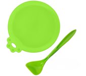 2pcs/set Reusable Pet Food Can Cover Silicone Dogs Cats Storage Tin Cap Lid Seal Cover with Spoon