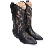 Davinia Shoes Botas de Mujer Elegantes con Tacon Campero y Adornos Bordados, Cierre Lateral con Cremallera, Puntera Fina Shoes&Blues.es M4751-Negro