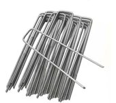 Estacas de Fijación de Acero Galvanizado - 50 Estacas U, 150 mm de Largo, Para Jardines y Carpas