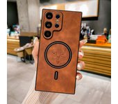 Luxury Leather Magsafe Magnetic Wireless Charging Phone Case For Samsung S24 Ultra S23 S22 S21 S25 Note 20 Ultra Plus Back Cover