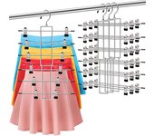 Paquete de 3 perchas para pantalones que ahorran espacio, organizadores de armario de 6 niveles y perchas con clips, organizadores para jeans y bufandas, elementos esenciales para la decoración de dormitorios universitarios