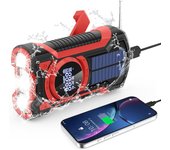 Radio de emergencia con manivela solar de 5000 mAh, IP65, impermeable, prueba de Polvo, Bluetooth 5,3, radio de Alerta meteorológica AM/FM/NOAA con interior, Cargador de teléfono, SOS, conector para