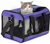 Transportín para mascotas, transportador para Gatos, transportador de viaje Blando para Gatos y Perros Pequeños, plegable, aprobado por Aerolíneas, apto para Viajes. Púrpura