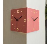 Reloj de pared de esquina de doble cara, reloj de pared de gota silencioso de esquina Art Deco moderno, reloj de esquina luminoso para decoración de sala de estar, reloj de pared de esquina digital cuadrado silencioso,Yellow