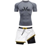Men's Running Tracksuit Anime Print Training Fitness Sportswear Set Compression Leggings Sport Gym Performance Shorts Rash Guard