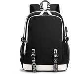 Mochara Escolar Mochila informal para computadora portátil con Carga por Puerto USB para computadora portátil de 15,6 pulgadas, Negra