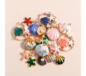 10pcs Enamel Ocean Animals Charms Metal Starfish Shell Charms for Earrings Bracelet Necklace Pendants DIY Jewelry Accessories