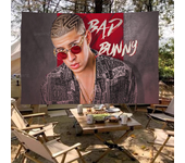 Singer Bad Bunny Creative Pattern Hanging Flag Polyester Printed Banner Hand Pulled Flag