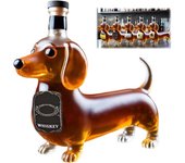 Botella de whisky con forma de perro salchicha, divertida botella de whisky con forma de perro salchicha, botellas de vino de cristal con forma de perro salchicha, decoración de decantador de perro salchicha, para bar, hogar y oficina (#C)