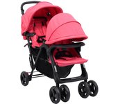 vidaXL Carrito para gemelos tandem de acero rojo