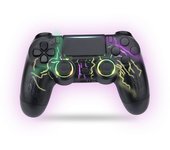 NK Mando para PS4 / PC / Android - Wireless Controller con Dualshock, Función 6 ejes, 7 Modos de Luz RGB LED, Panel Táctil, Entrada para Auriculares, Cable de Carga incluido - color Negro