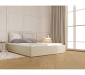 Vente-unique - Canapé abatible de tela rizada - 160 x 200 cm - Beige - PONTOS de YSMÉE