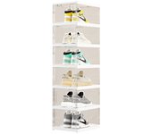 Zapatero Plegable de 6 Niveles con Puertas Transparentes – Caja Grande de Almacenamiento para Zapatillas, Organizador Apilable de Plástico para Exhibición de Calzado