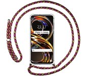 Funda Colgante Transparente para Realme 8i con Cordon Rosa / Dorado