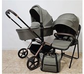 Carrito de bebé 2en1 Kara Verde Kikkaboo con capazo y diseño elegante - Comodidad y estilo desde el nacimiento hasta los 22 kg - Prams Cubrepiés en la unidad de asiento y en el capazo, cubierta de lluvia, bolsa de mamá con cambiador