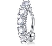 Women Trendy Belly Piercing Stainless Steel Crystal Belly Button Piercings Dangle Flower Accessories Punk Women's Navel Rings