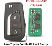 jingyuqin Car Key GQ4-73T 8A/H Chip 2017-2021 For Toyota Corolla iM Rav4 Camry 3 Buttons Flip Key