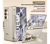 With Touch Pen for Samsung Galaxy Z Fold 6 5 4 3 Case Hinge Magnetic Armor Plating Kickstand 360 Full Protector Folding Cover