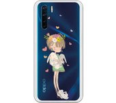 Funda compatible con Oppo A91 - Reno 3 - Nina fondo corazones