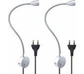 Lámpara De Lectura De Pared Flexible De 3w Con Enchufe E Interruptor Eu, Apliques De Pared Para Lectura, Libros, Cabecero, Dormitorio (2 Unidades, Luz Cálida)