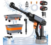 6 en 1 Lavadora de alta presión inalámbrica, pistola de agua pulverizada, boquilla de agua a presión para lavado de coches eléctrica, Con depósito de agua abatible,  máquina de limpieza para batería Makit de 18V