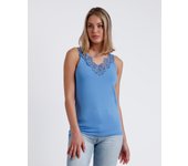 ADMAS Camiseta Sin Mangas Escote Guipur para Mujer