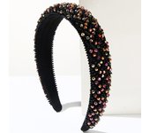 Korean Luxury Handmade Beaded Hair Band Fashion Crystal Rice Beads Decorative Headband Versatile High Head Headband for Women