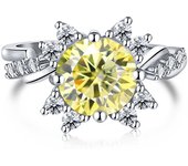 JoyceJelly Sterling S925 Silver Ring With 2 Carat Colorful Moissanite Women's Luxury Wedding Jewelry Snowflake Design Size5-9