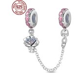Real S925 Sterling Silver Safety Chain-Classic Cross Pendant For Original Pandora Bracelet For Women Birthday Fine Jewelry Gift