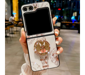 Luxury Glitter Phone Case for Samsung Galaxy Z Flip 5 4 3 Flip5 Flip4 Flip3 5G Zflip5 Girl Woman Ring Stand Holder Back Cover