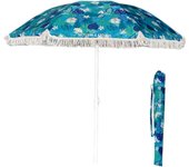 VICTORIA&ANDREA® Sombrilla de Playa de Palo Metal, Parasol Flexible Plegable y Inclinable, Protección de Rayos UV, incluye bolsa de transporte,  Ideal para Playa Jardín Piscina y Terraza
