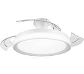 Bliss ceiling 3 retractable blades with led cct light dc motor bliss white fan 35+28w