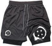 Graphic Print 2 in 1 Shorts for Men Summer Athletic Quick Dry Shorts with Phone Pocket Gym Workout Running Training Shorts