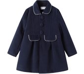 Mudkingdom Girl Peacoat Faux Wool Long Coat for Kids Dress Cost Long Sleeve Button Jacket Warm Winter Clothes Solid Outerwear