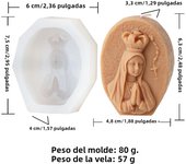 Mini Flat Virgin Jesus Holy Family Candle Silicone Mold Oval Round Heart-shaped Cross Sculpture Resin plaster Making Home Decor