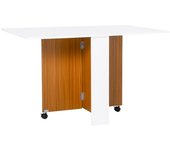HOMCOM Mesa de Comedor Plegable con Ruedas Estante Multifuncional para Comedor Salón 3 Formas Mesa Auxiliar Mesa Auxiliar Blanco y Madera