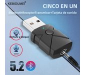 Bluetooth 5.2 Audio Adapter Wireless Receiver Transmitter Sound Card 3.5mm Aux Music Dongle Stereo For PC TV CAR